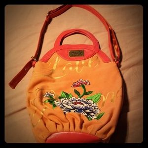 Vintage Ed Hardy canvas/leather purse